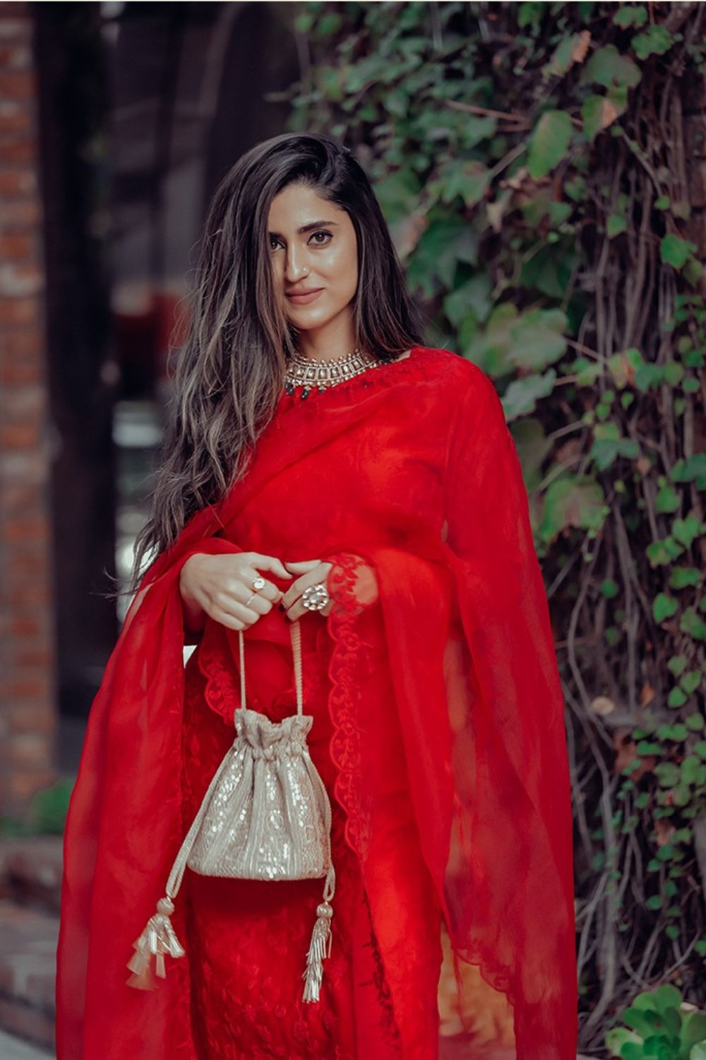 Akansha Johar Styled In Red Dhaga Kurta Set