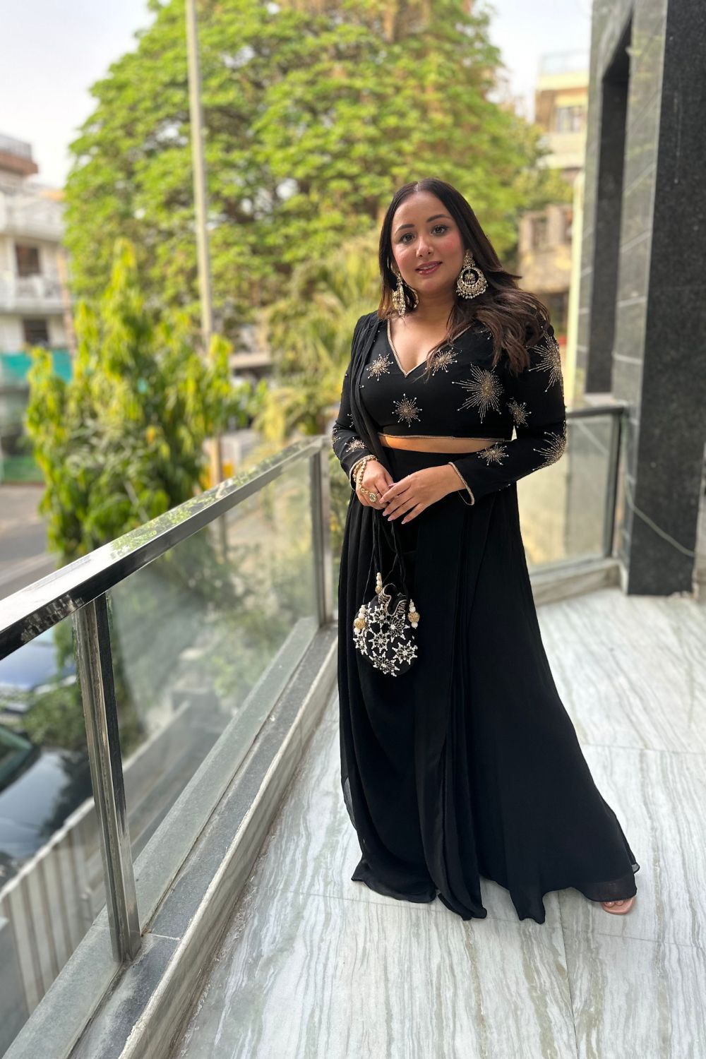 Rubi bhatiya styled in black drape saree from sitara collection