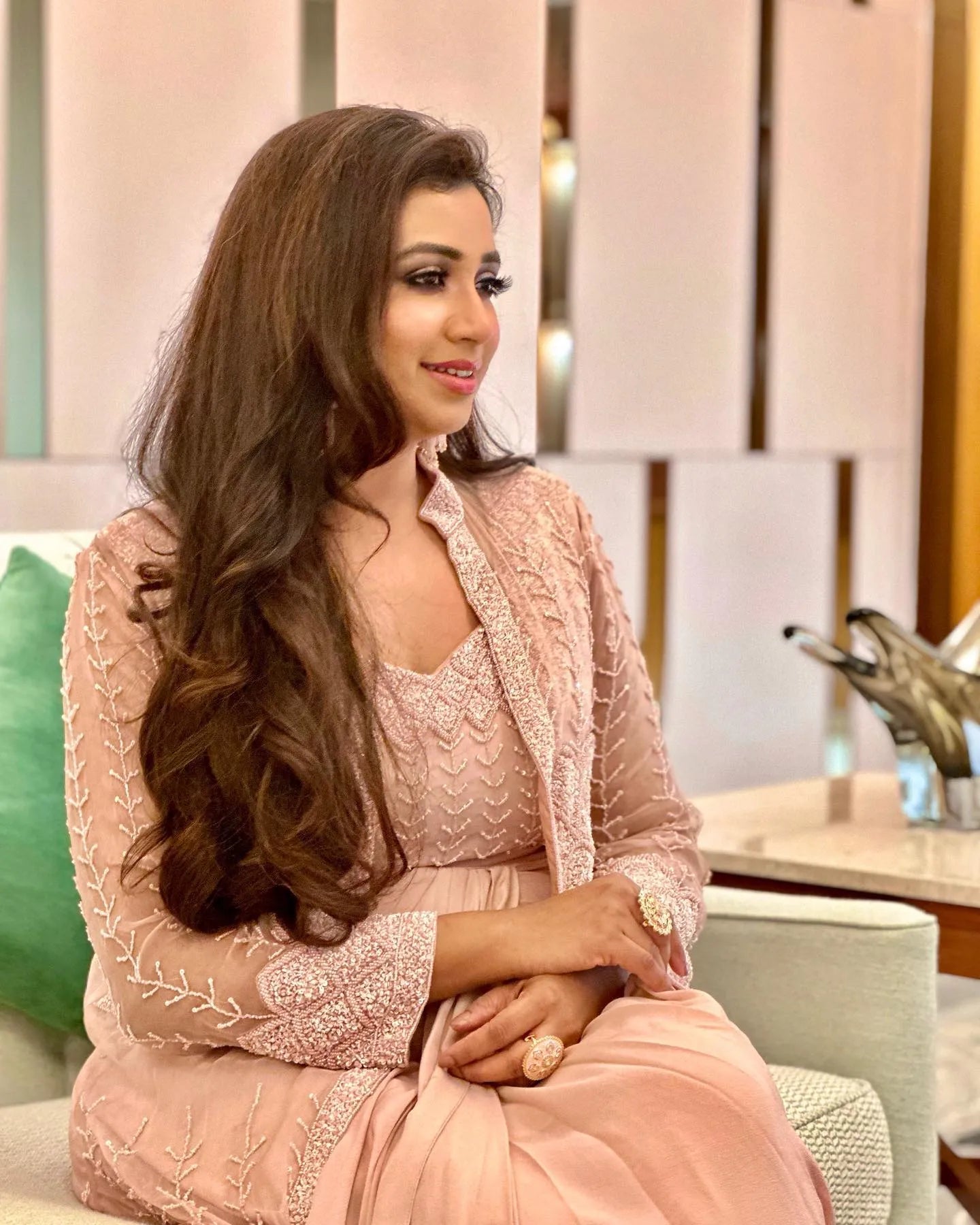 Shreya Ghoshal style in Afreen jacket with drape skirt