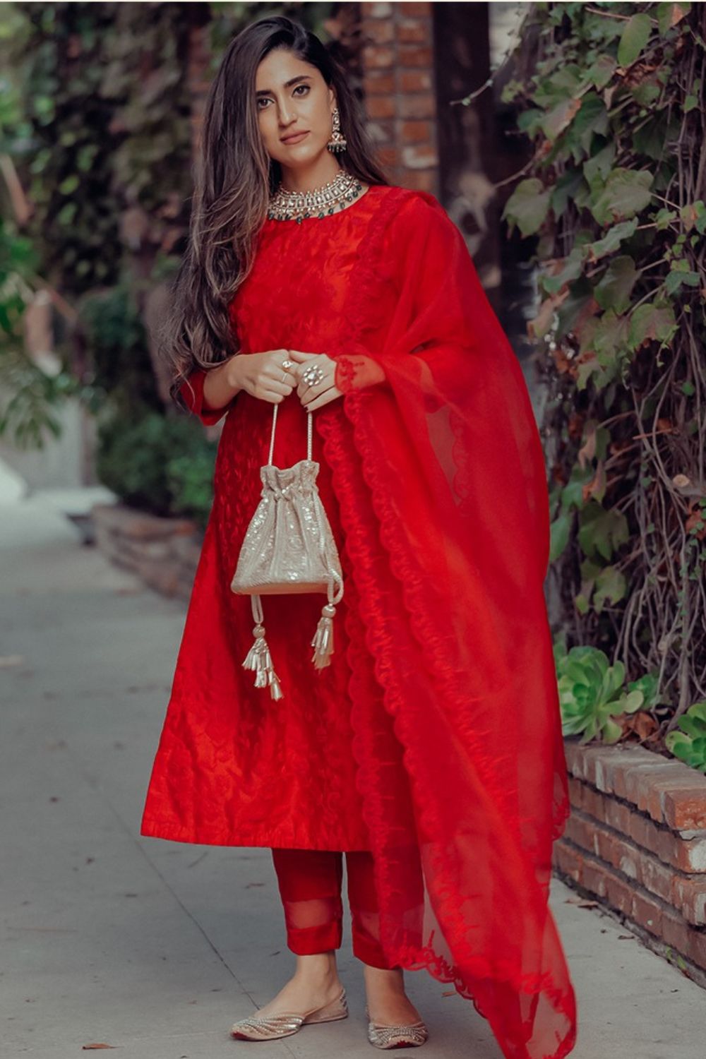 Akansha Johar Styled In Red Dhaga Kurta Set