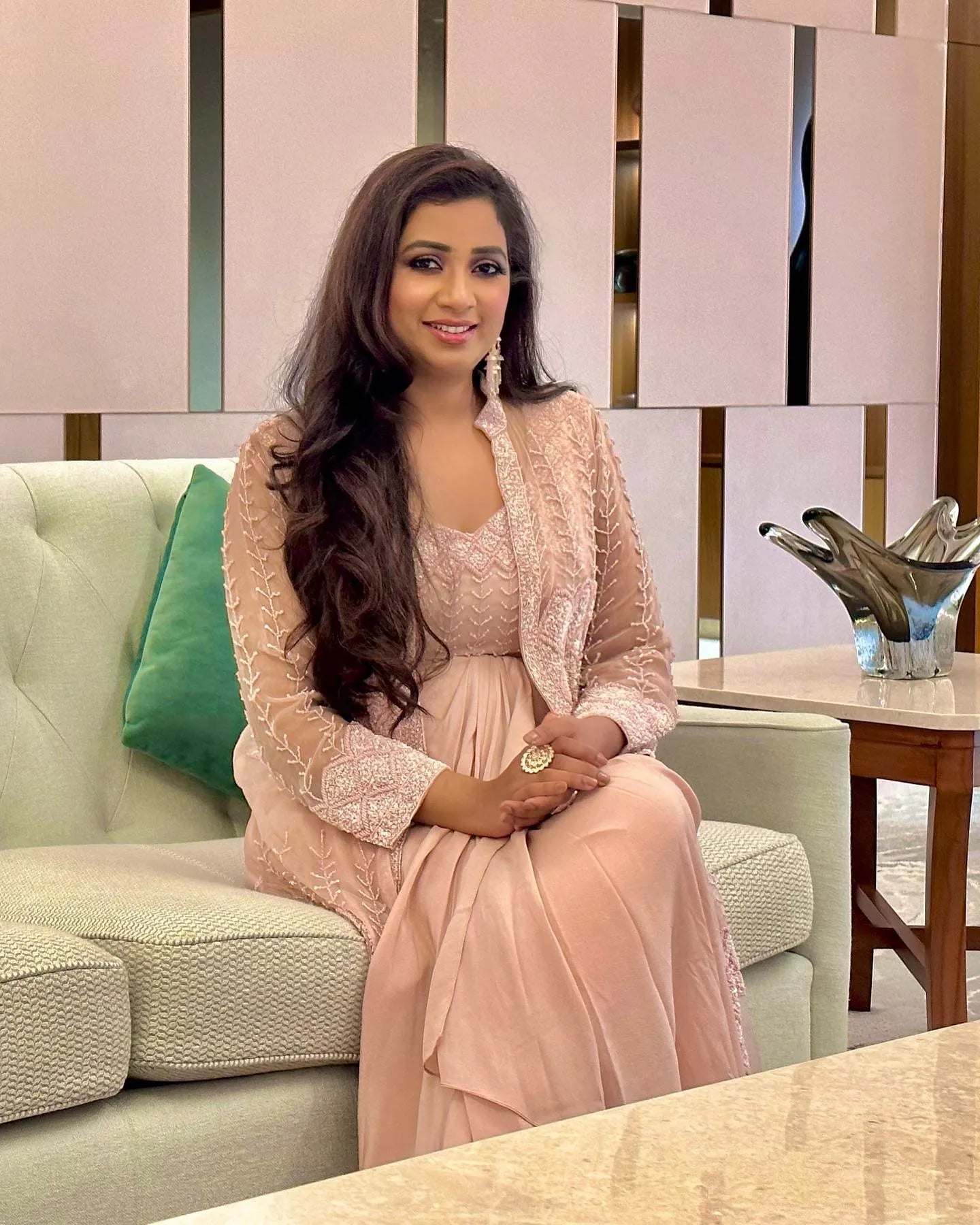 Shreya Ghoshal style in Afreen jacket with drape skirt