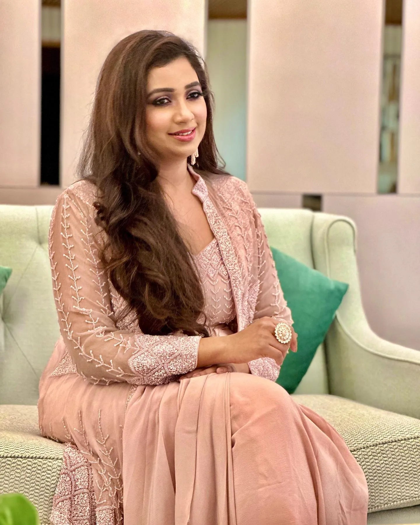 Shreya Ghoshal style in Afreen jacket with drape skirt