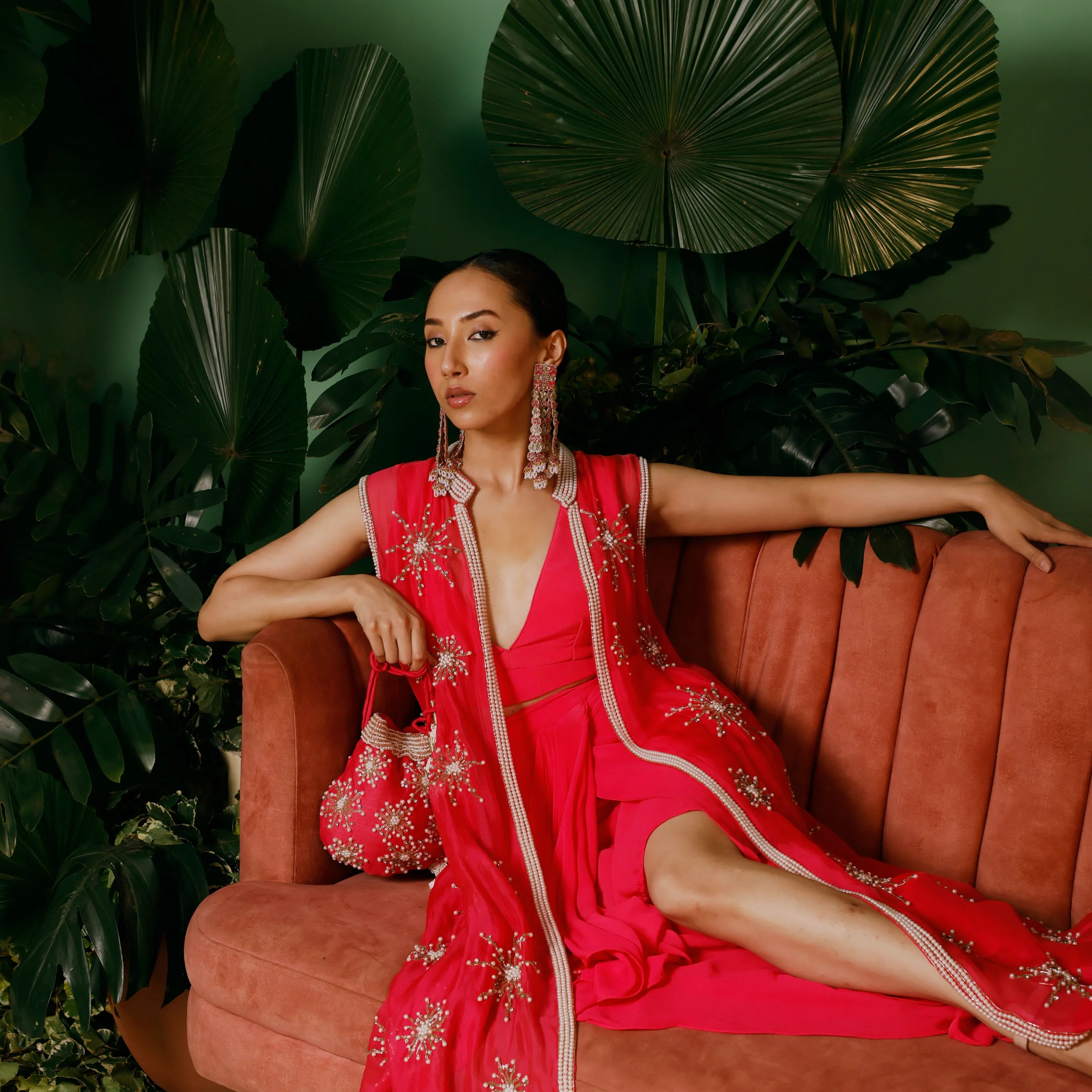 Alisba Jacket with Drape Skirt and Bustier Set