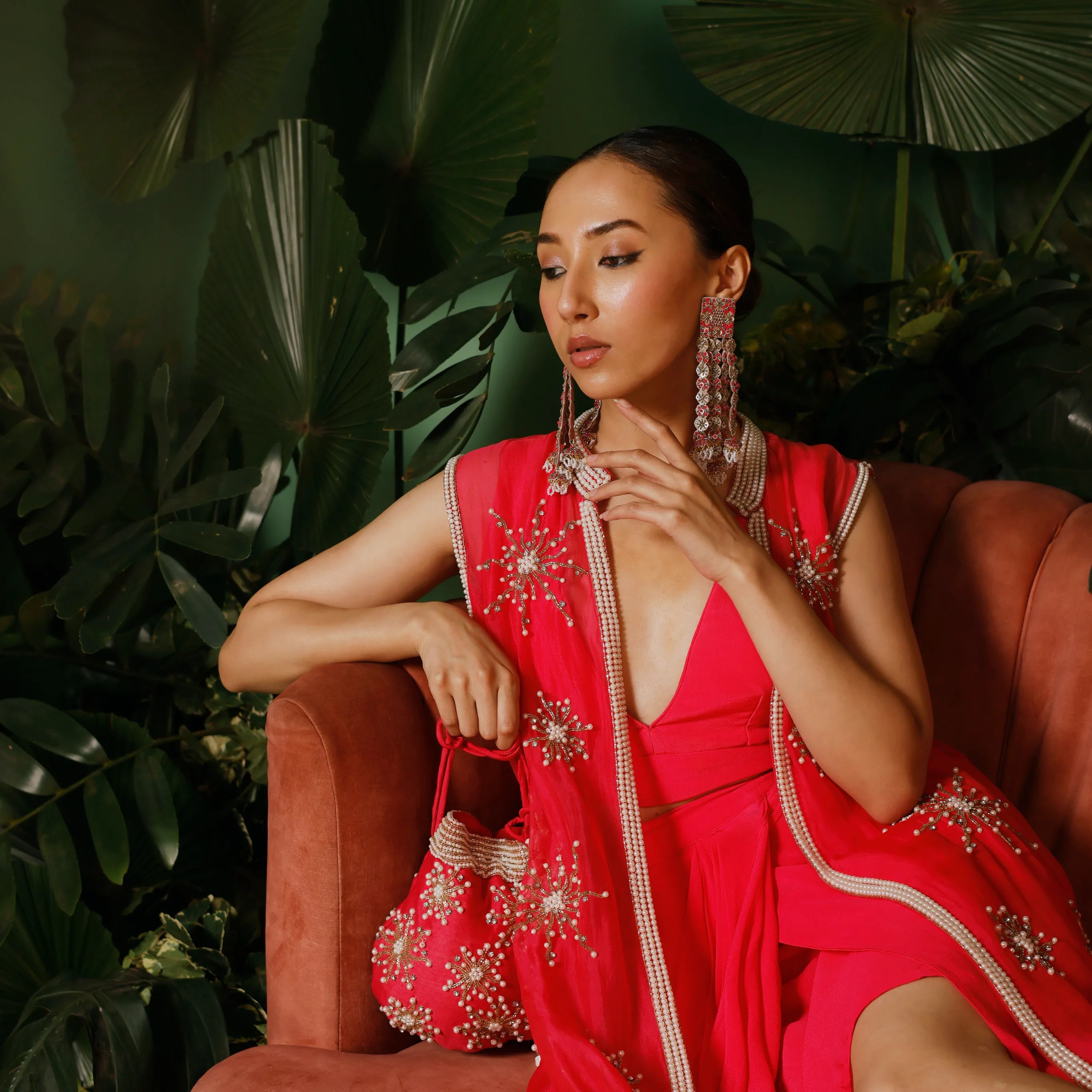 Alisba Jacket with Drape Skirt and Bustier Set