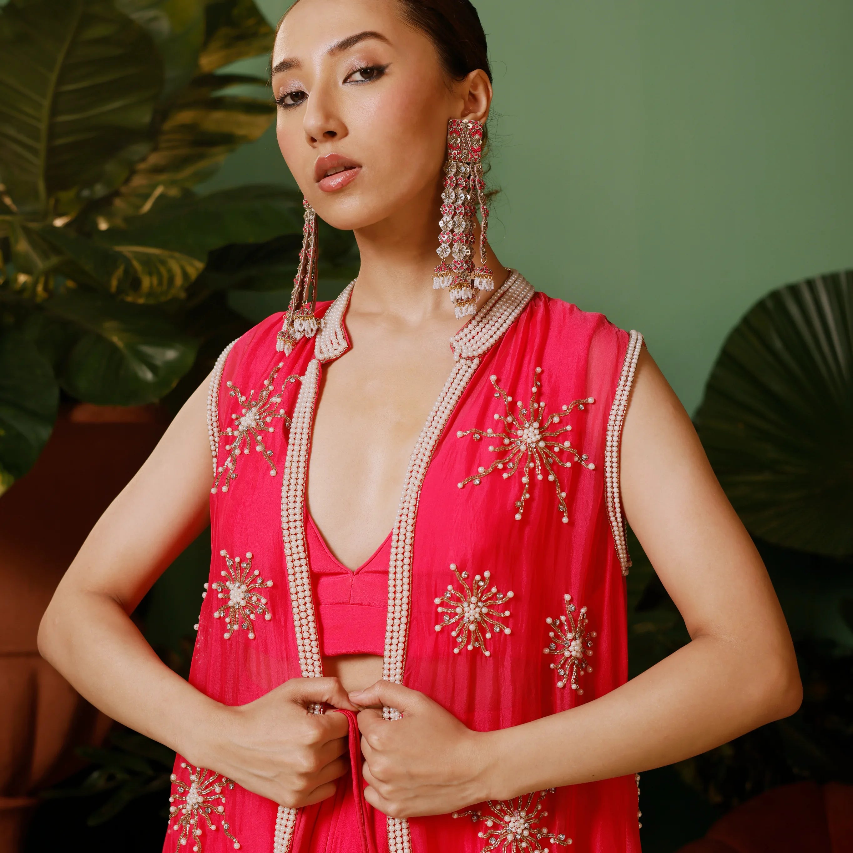 Alisba Jacket with Drape Skirt and Bustier Set