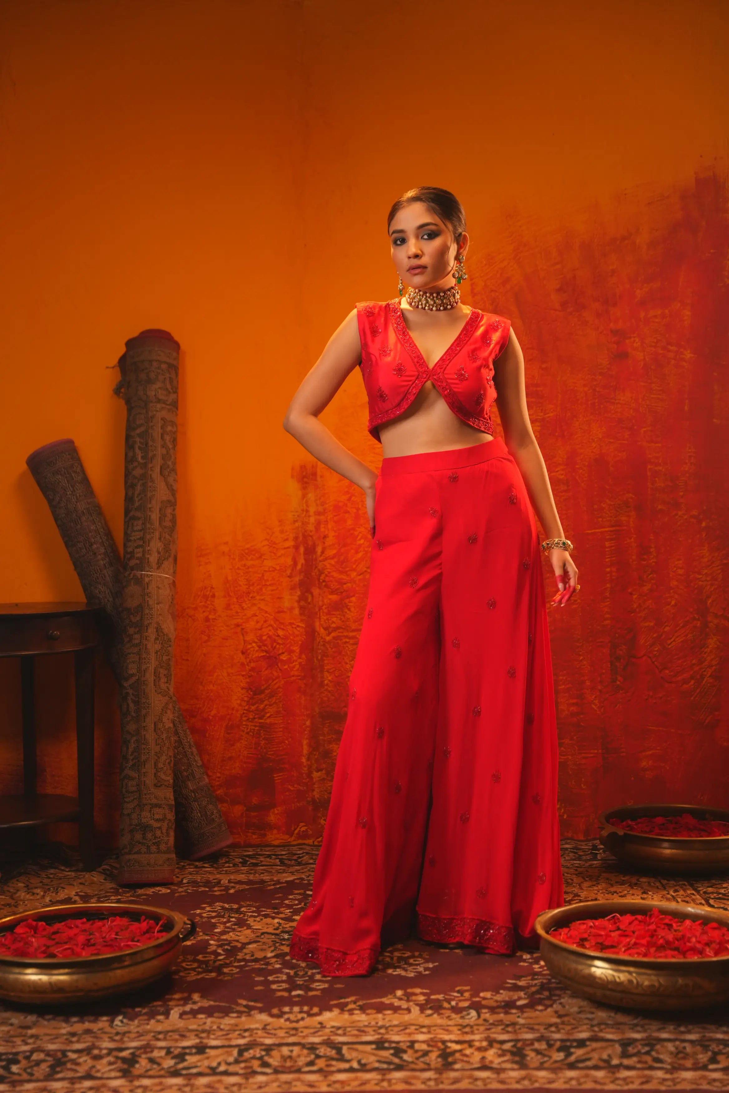 Rusi Crop Top And Sharara Set