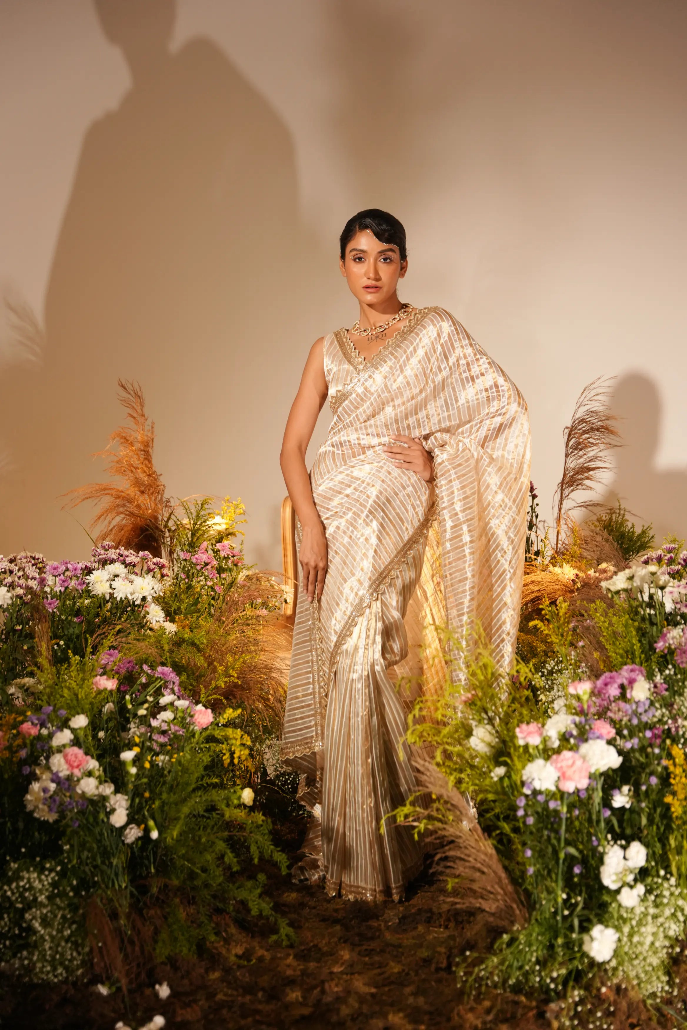 Golden Stripe Saree