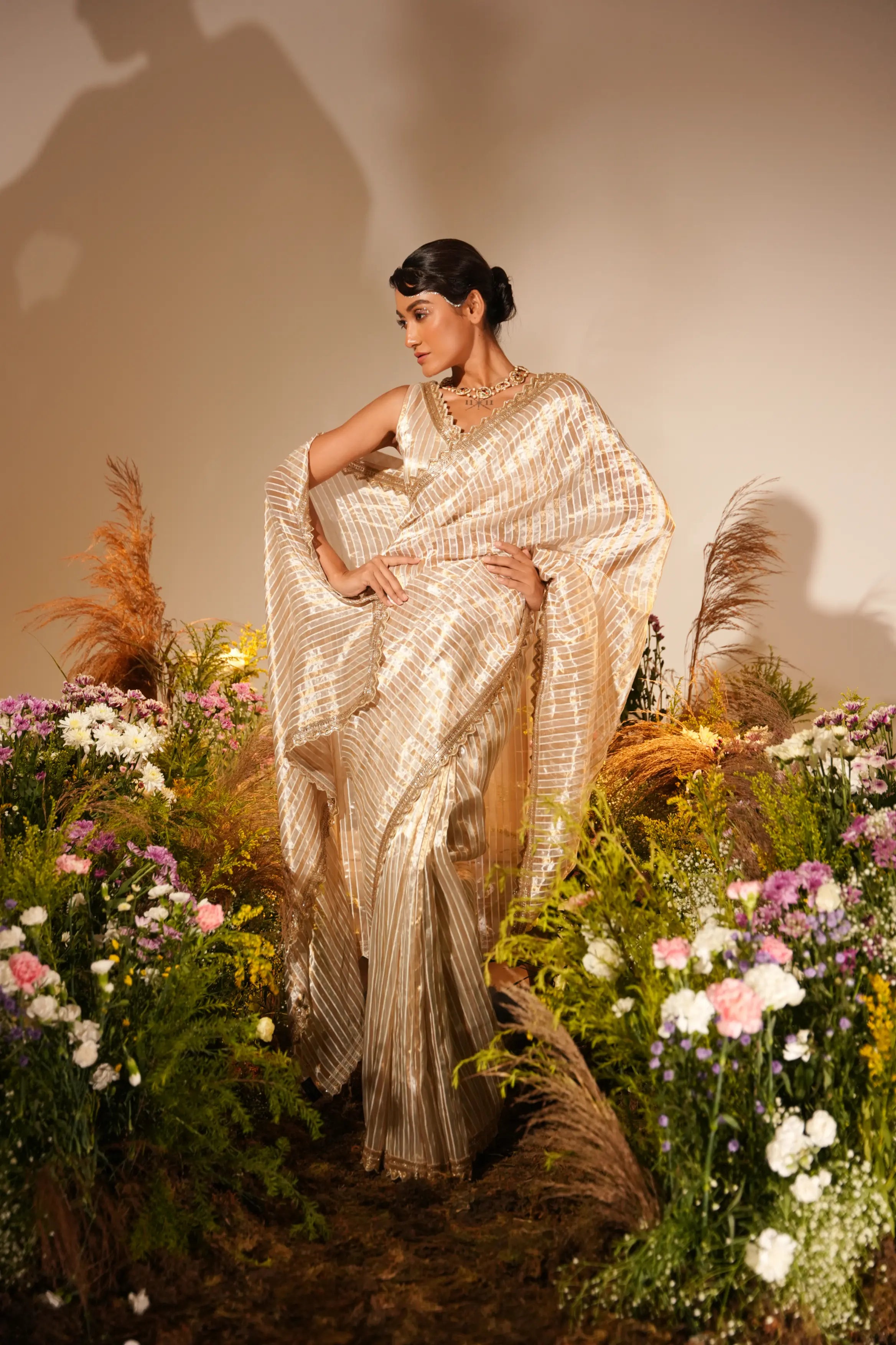 Golden Stripe Saree