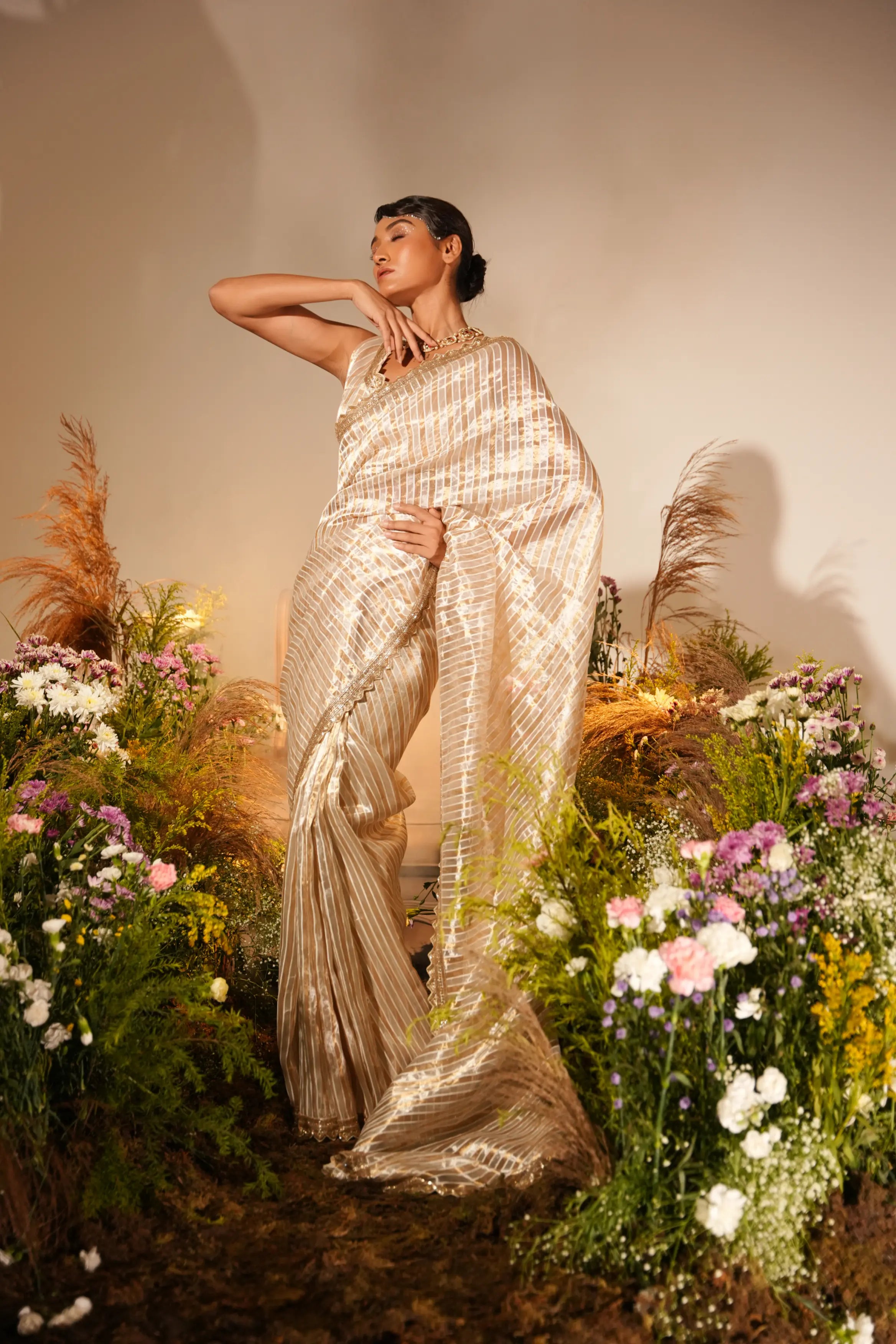 Golden Stripe Saree