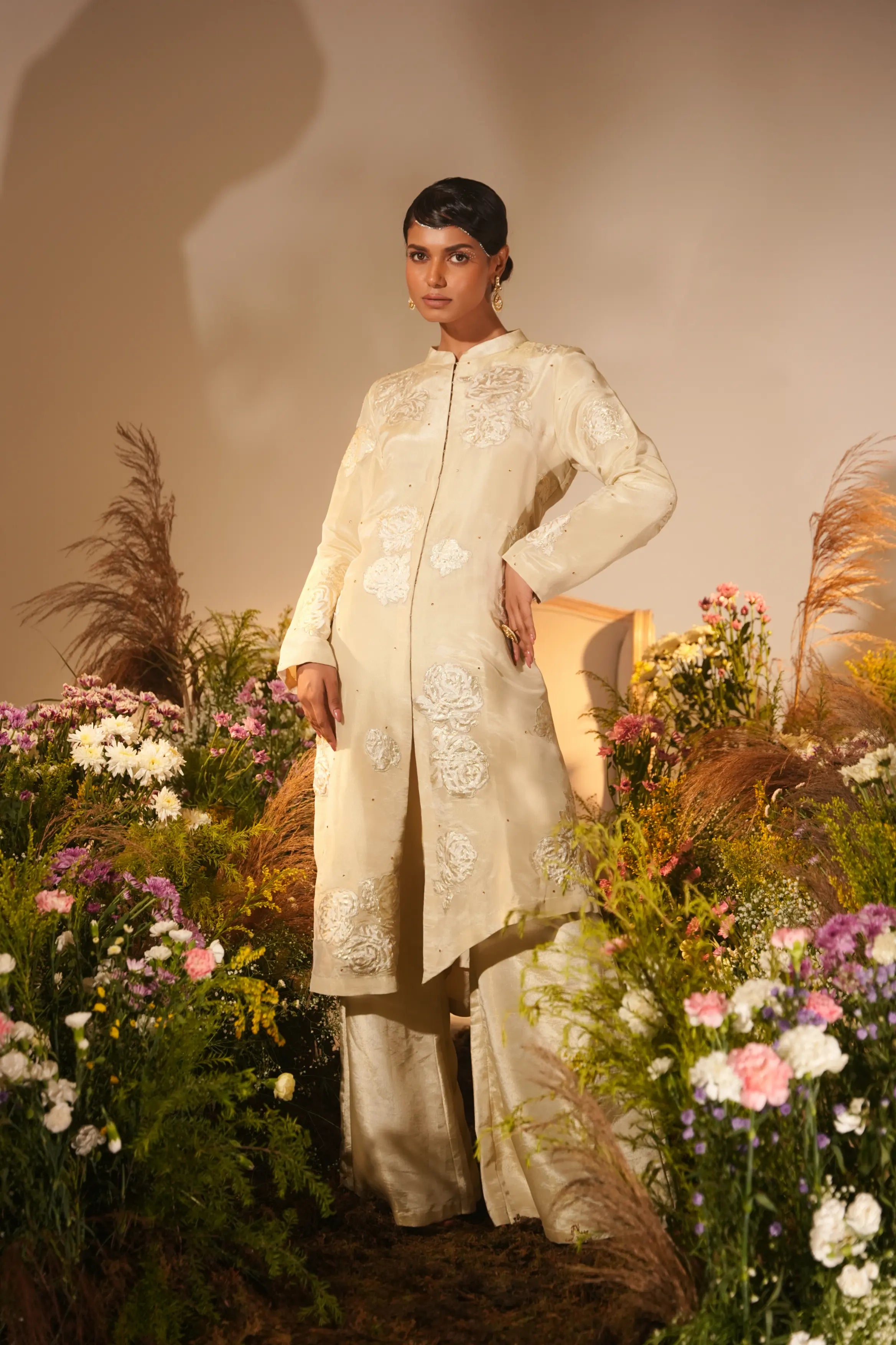 Golden Applique Kurta Set