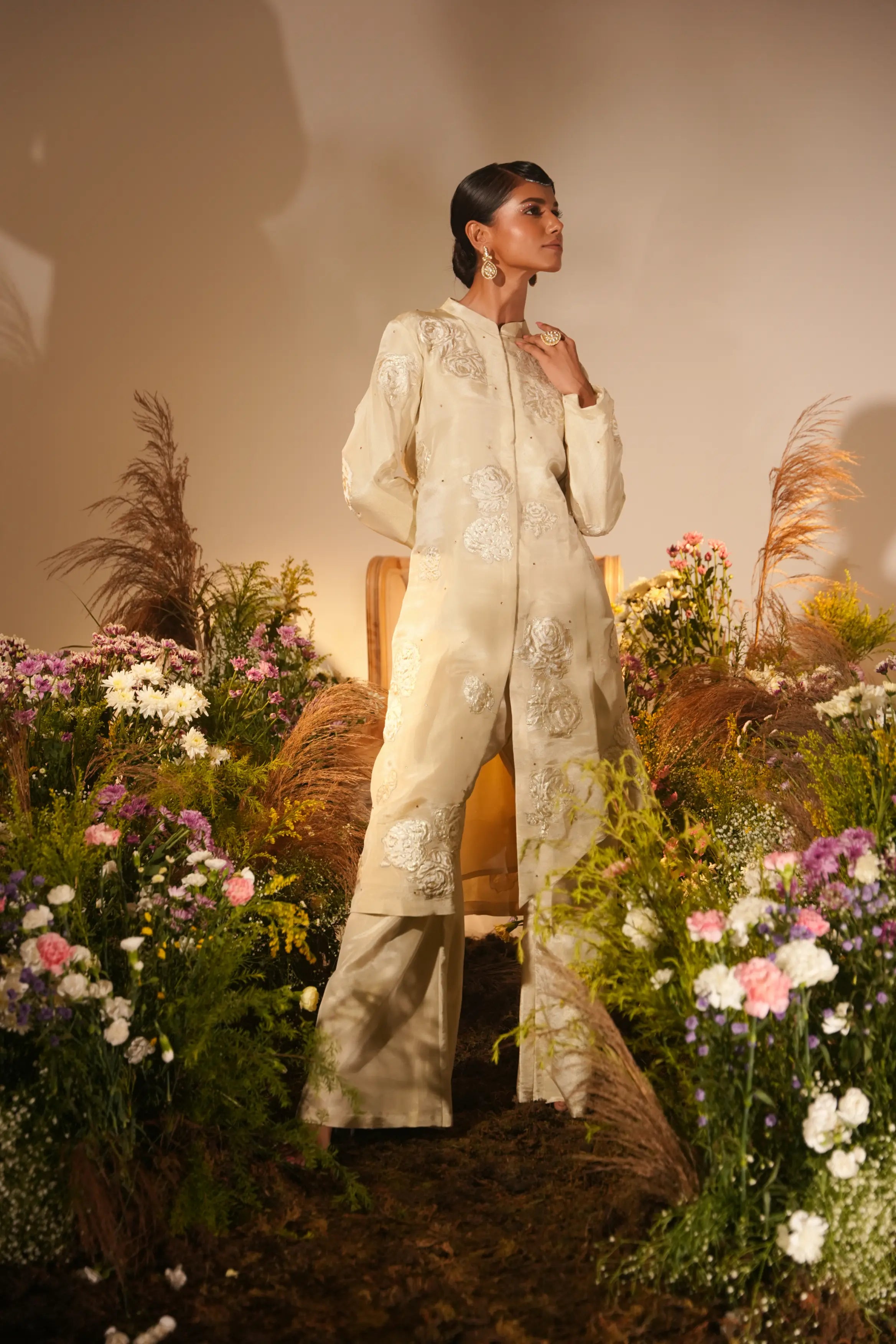 Golden Applique Kurta Set