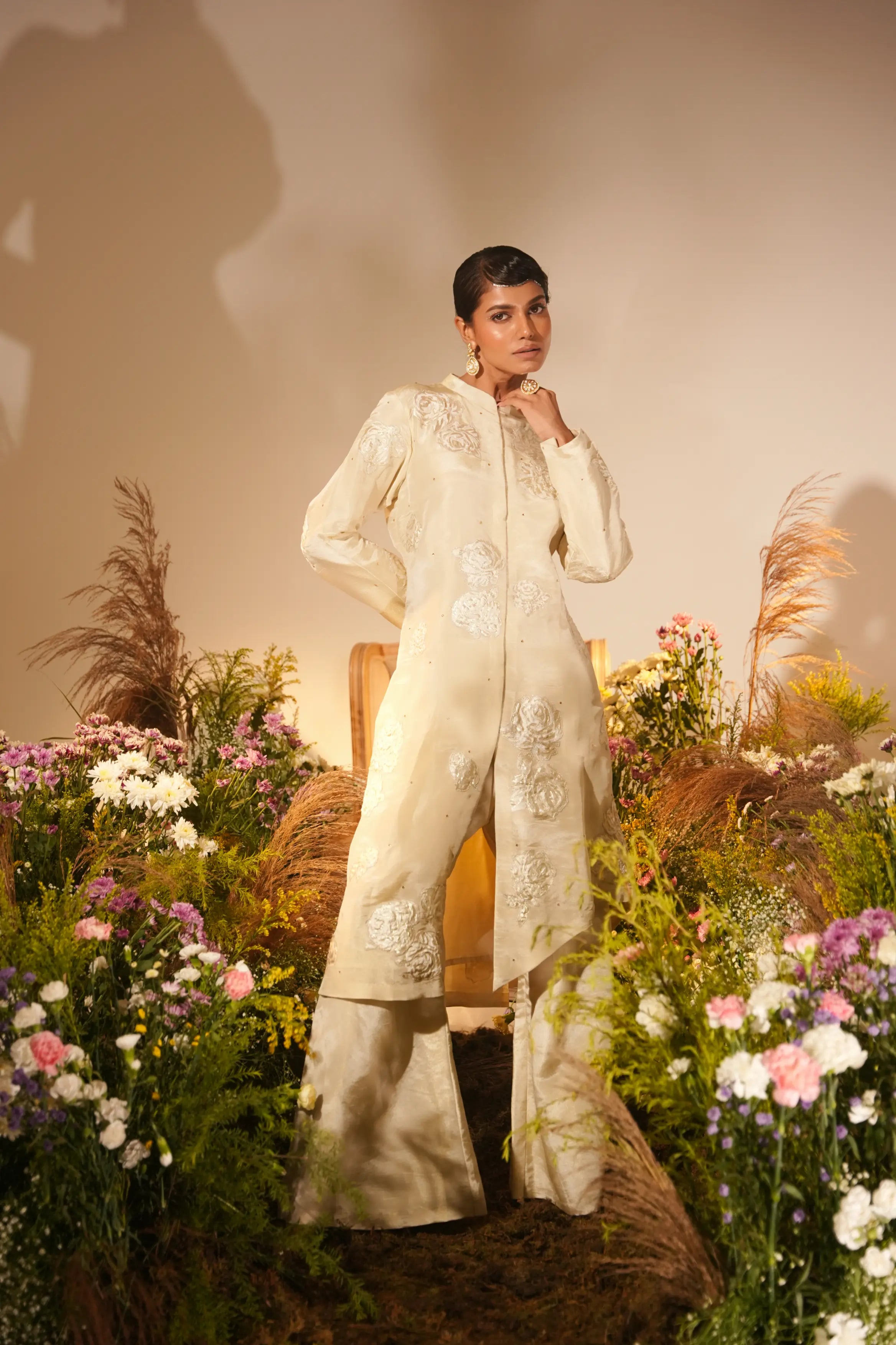 Golden Applique Kurta Set