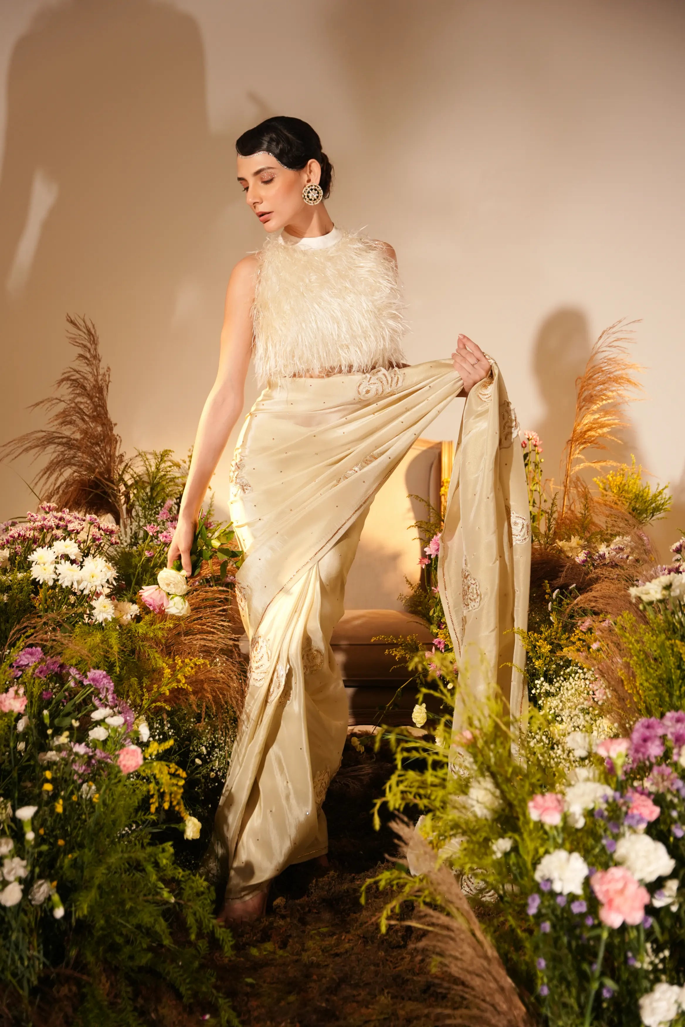 Golden Applique Saree