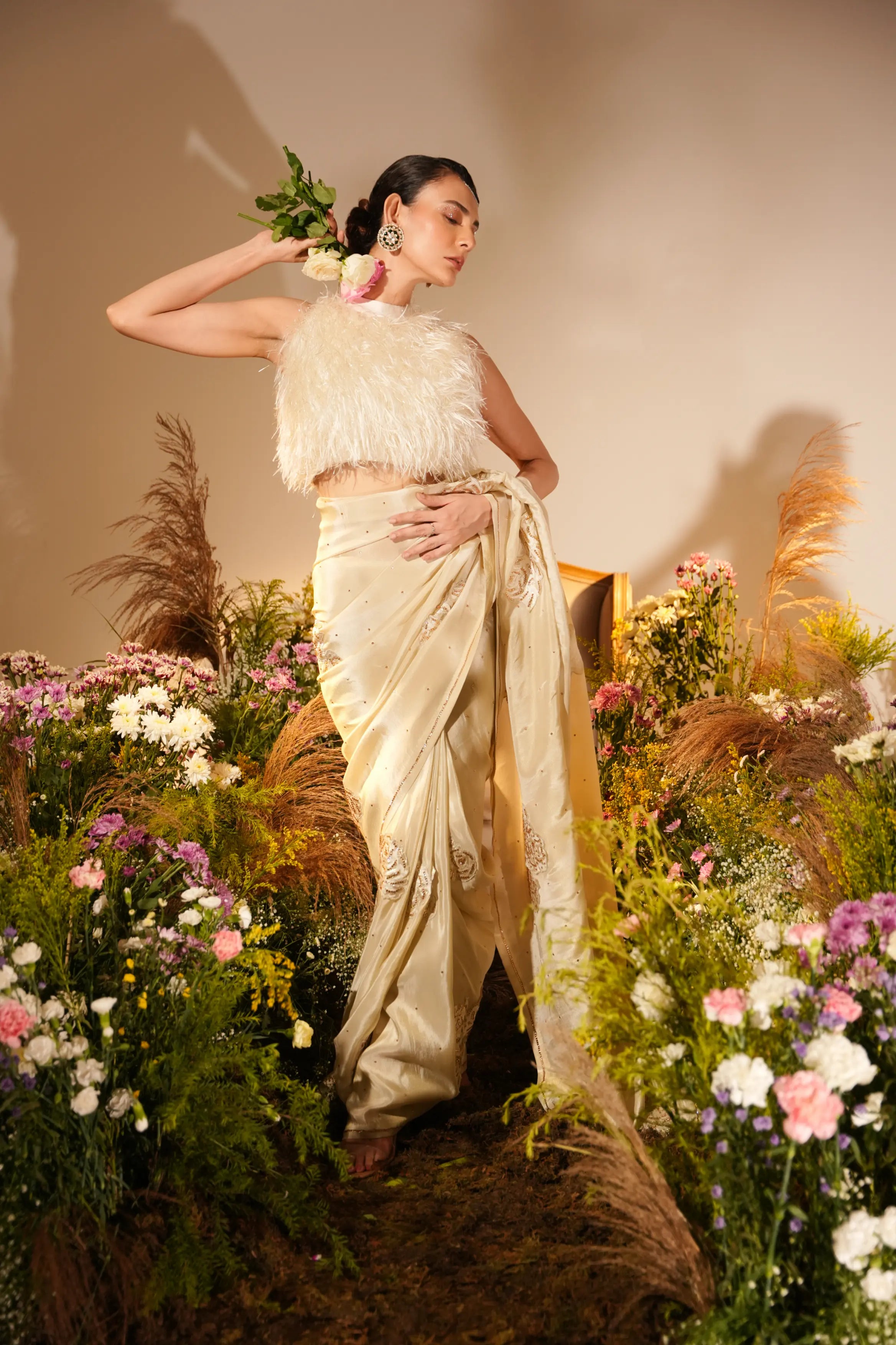 Golden Applique Saree