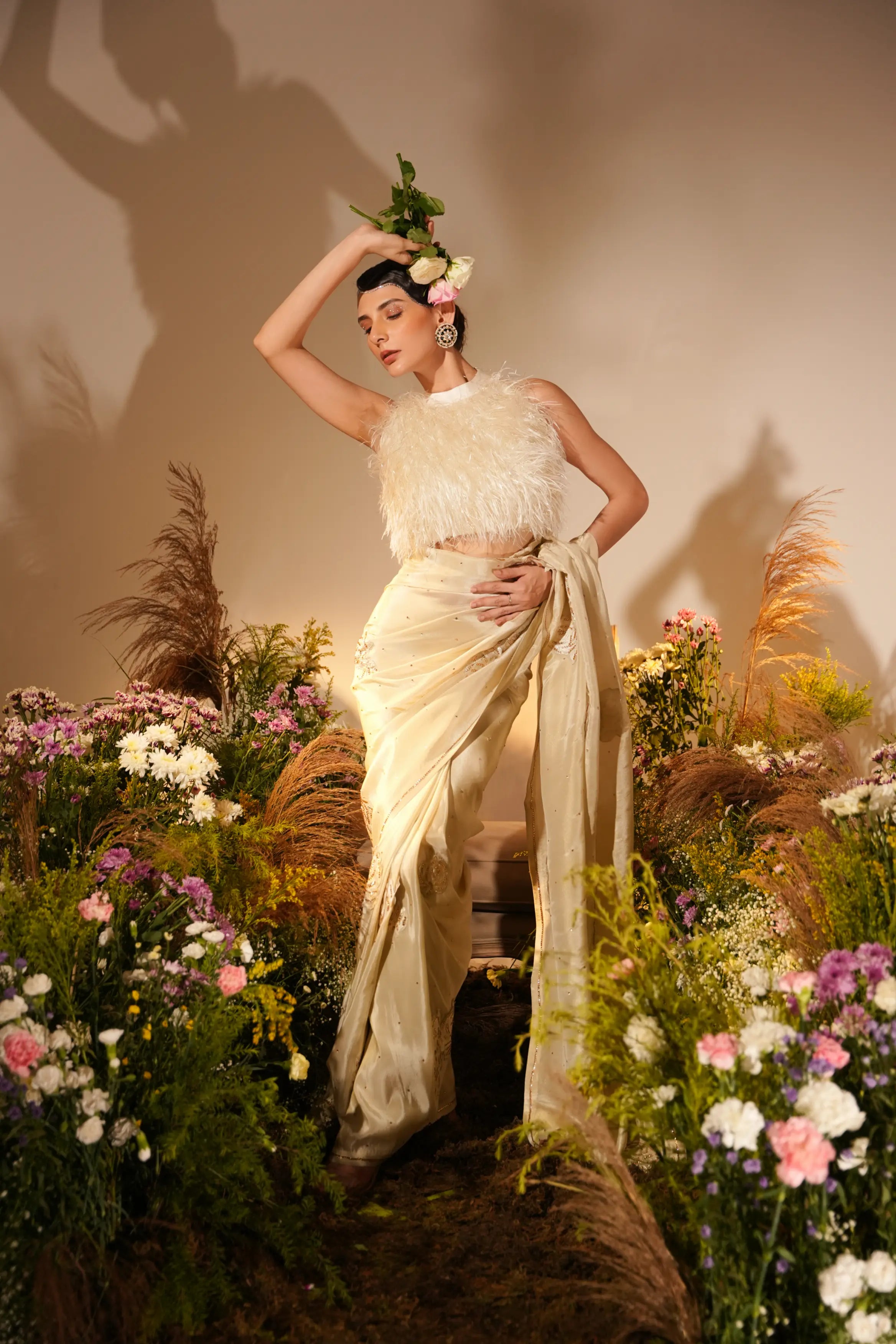 Golden Applique Saree