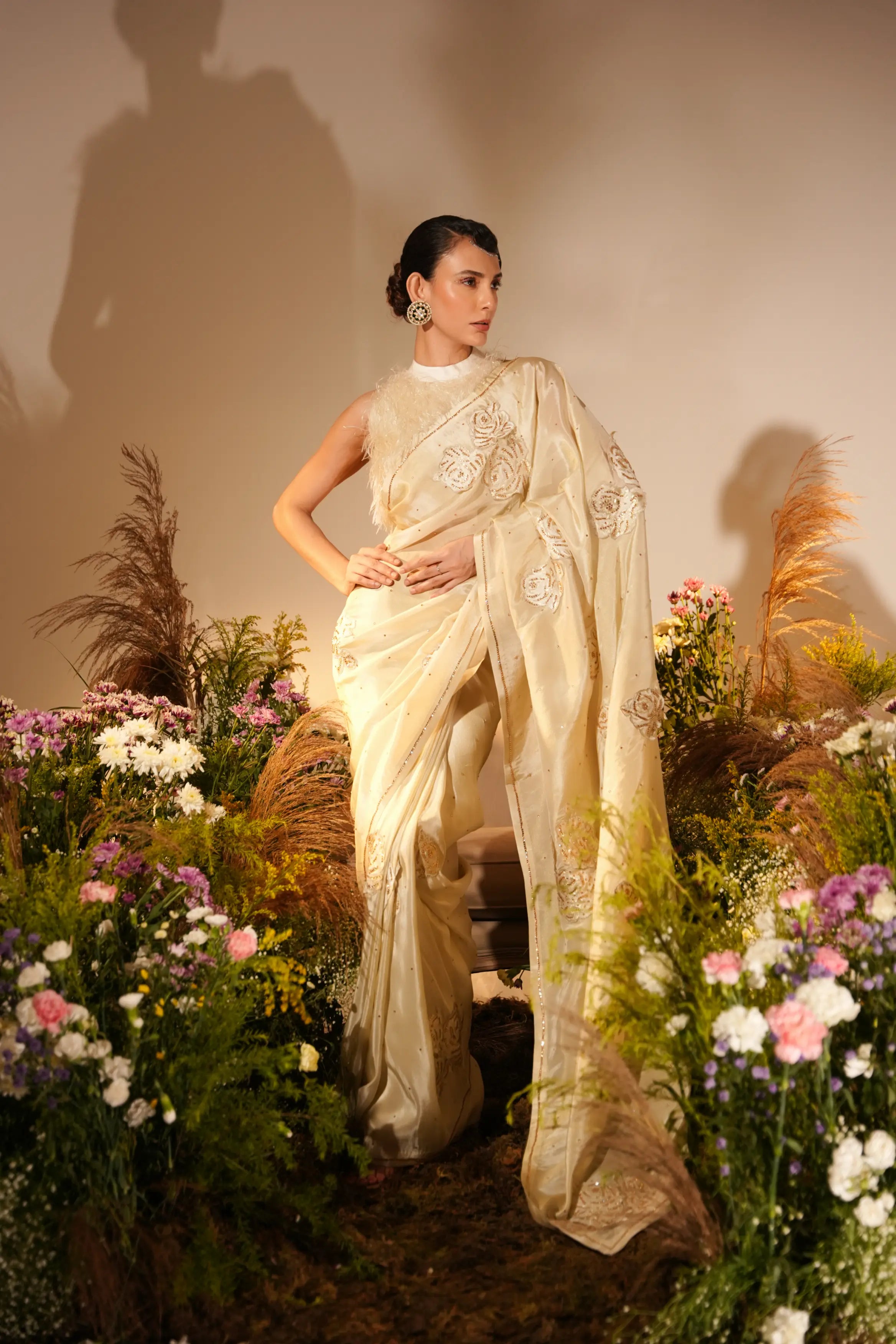 Golden Applique Saree