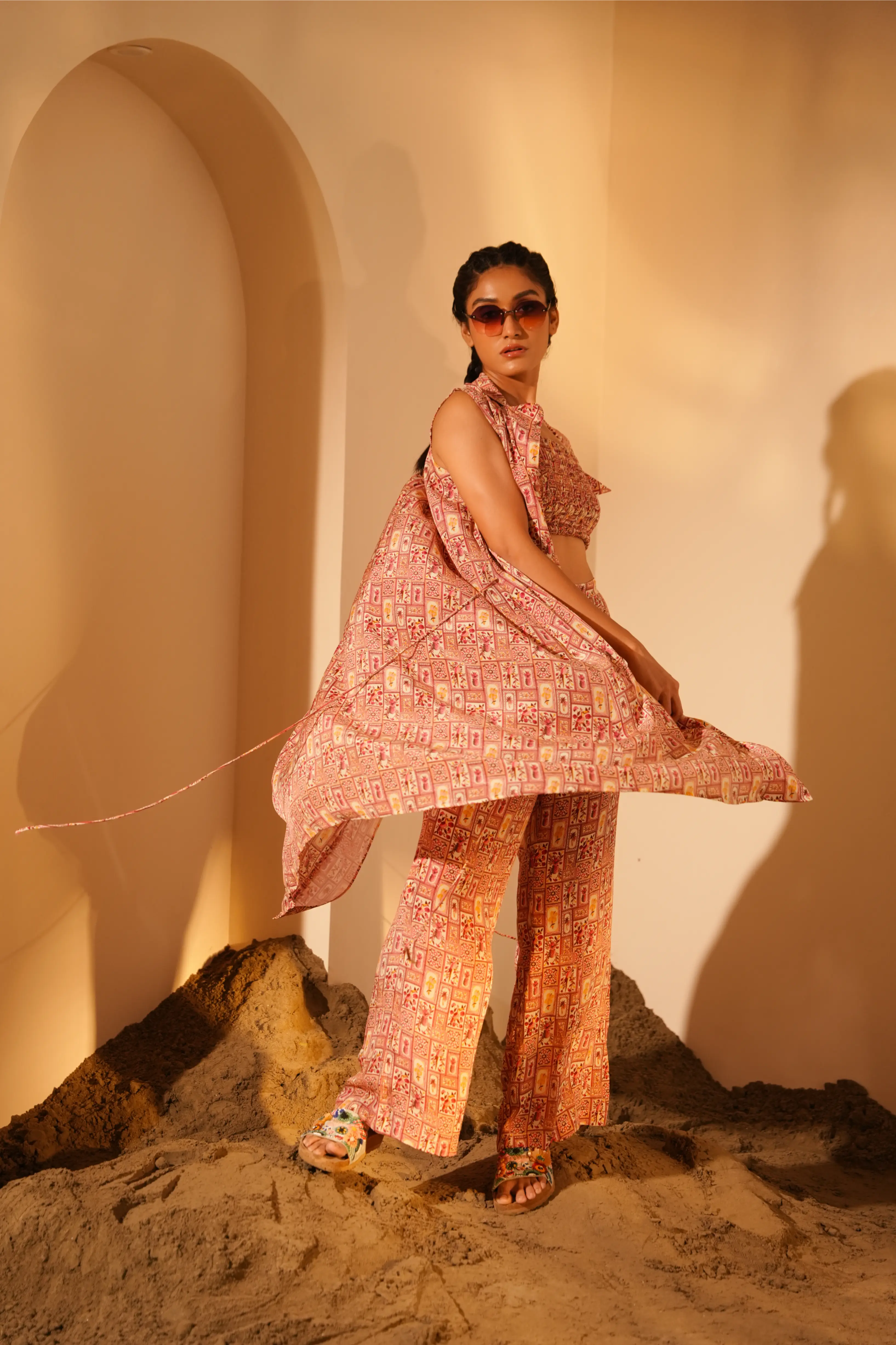 Pink Pineapple Lapel Collar Jacket Set