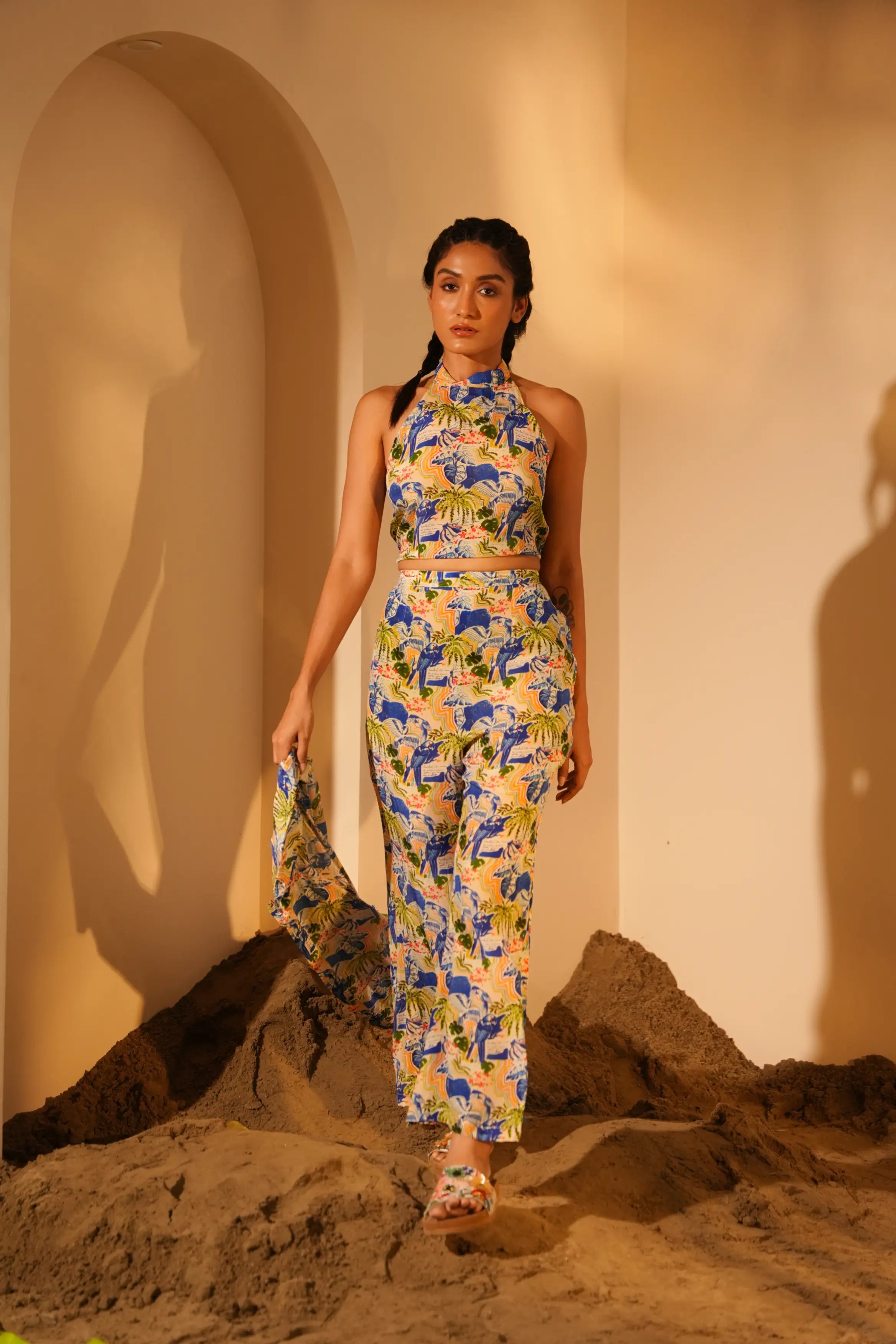 Blue Parrot Halter Top + Pants