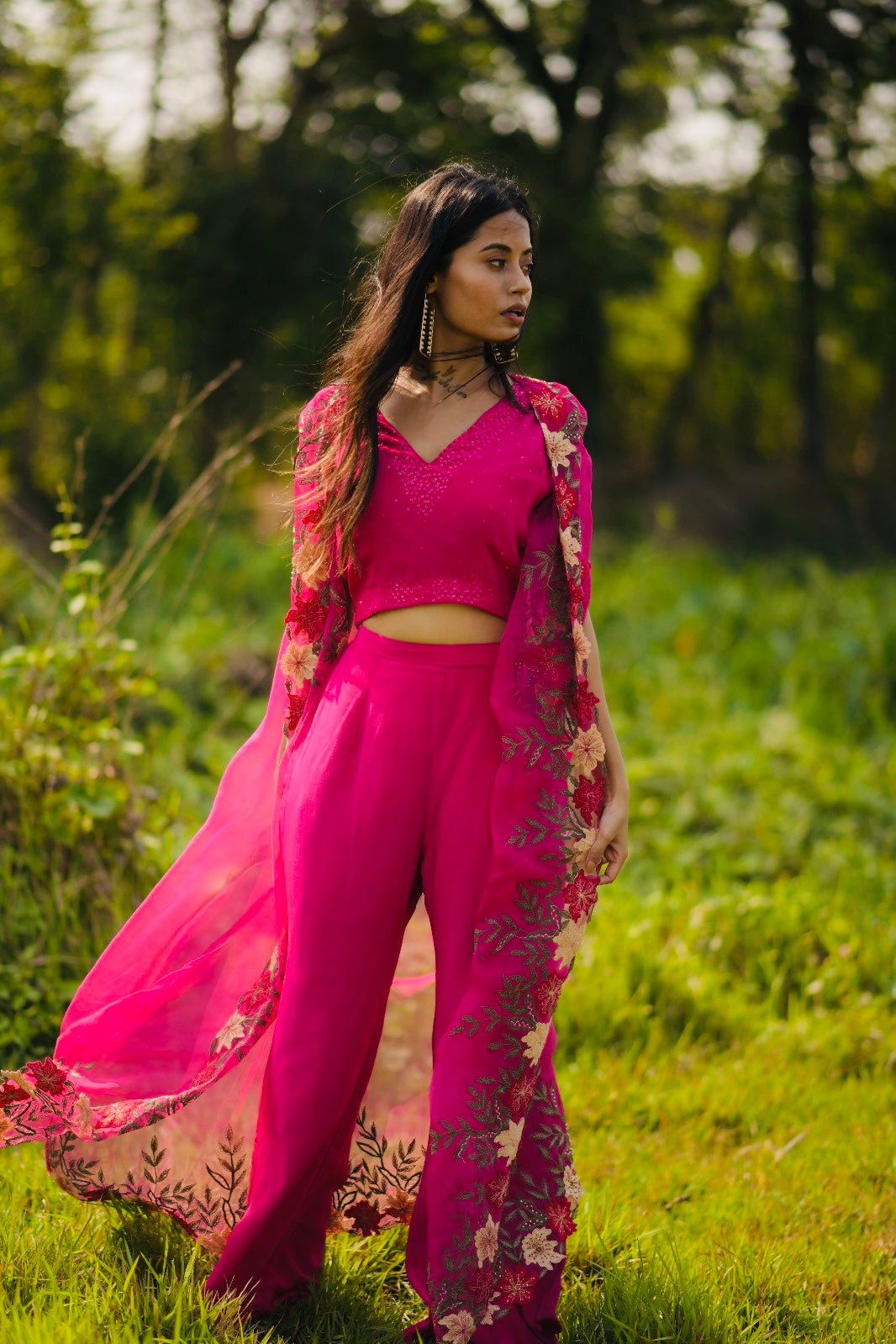 Beige Ruksana Cape Set