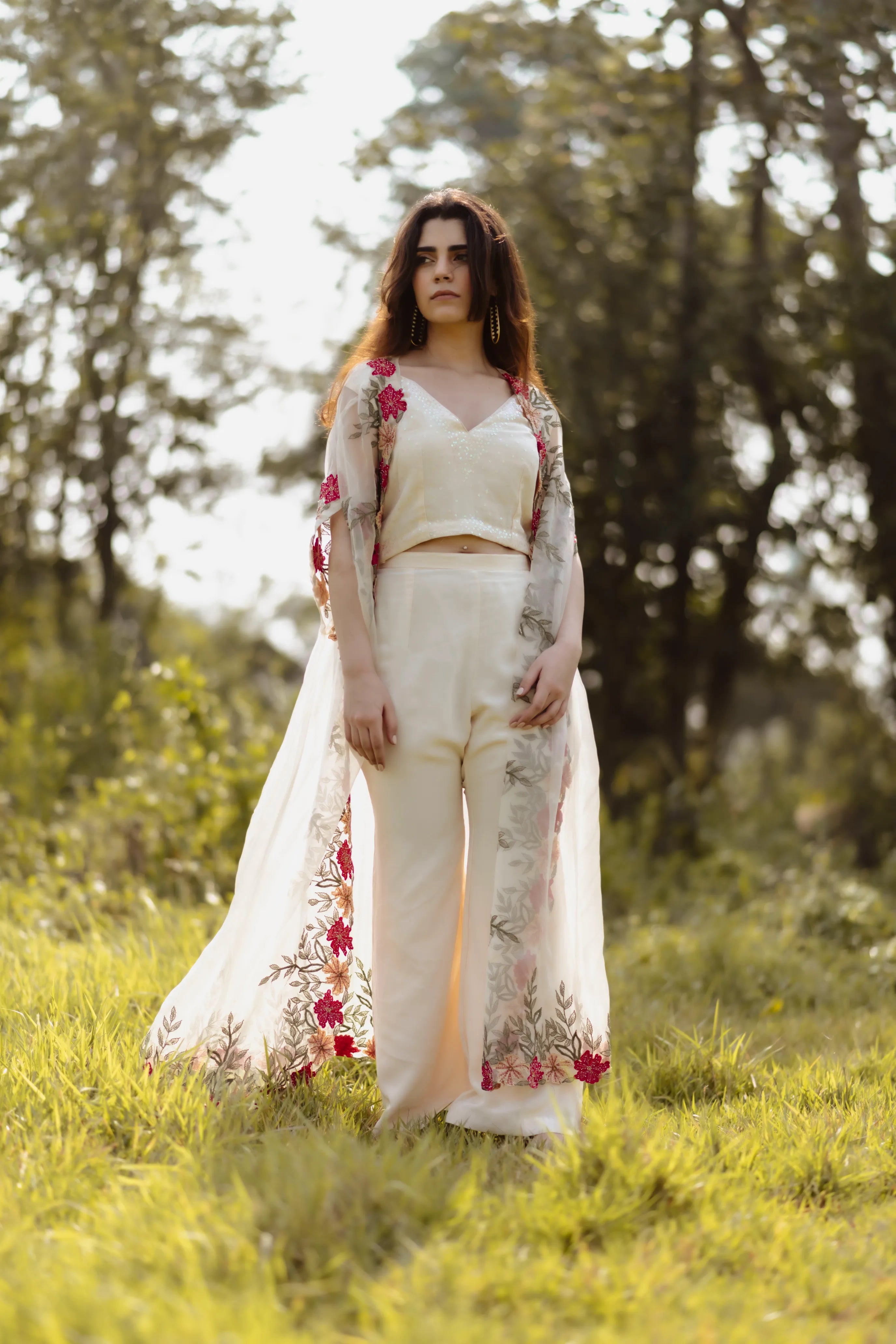 Beige Ruksana Cape Set