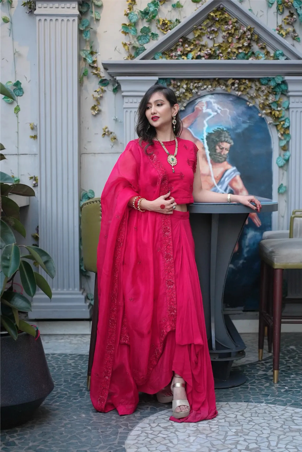 Garima Banka Styled in Red Sunheri Customised Outfit