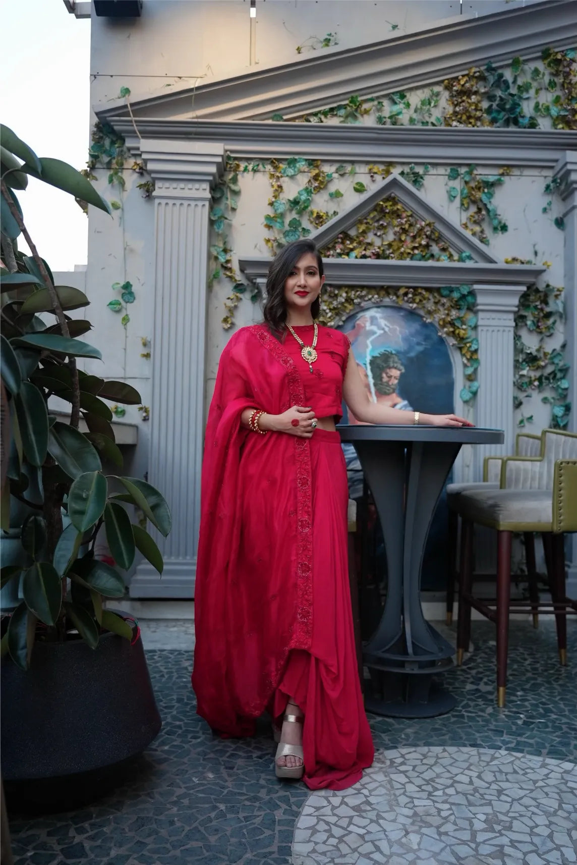 Garima Banka Styled in Red Sunheri Customised Outfit