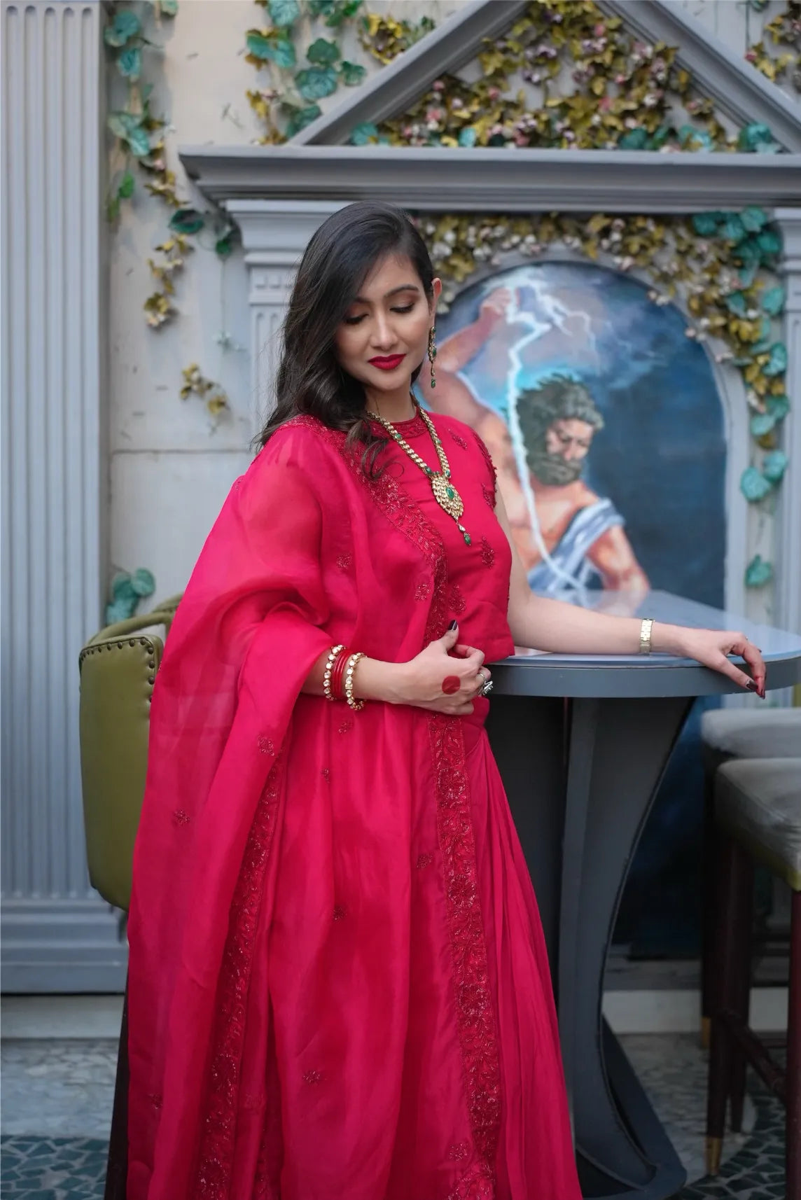 Garima Banka Styled in Red Sunheri Customised Outfit