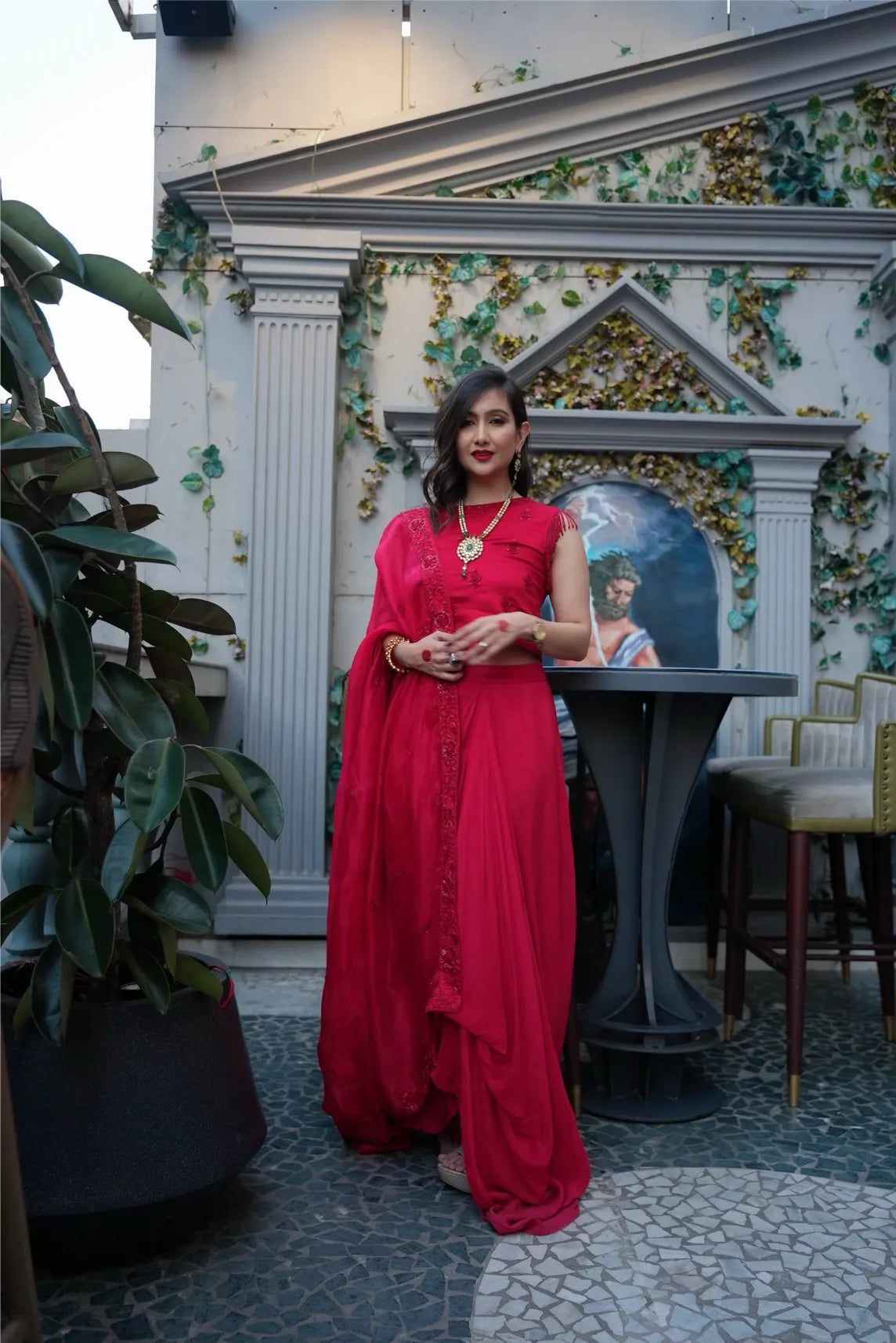 Garima Banka Styled in Red Sunheri Customised Outfit