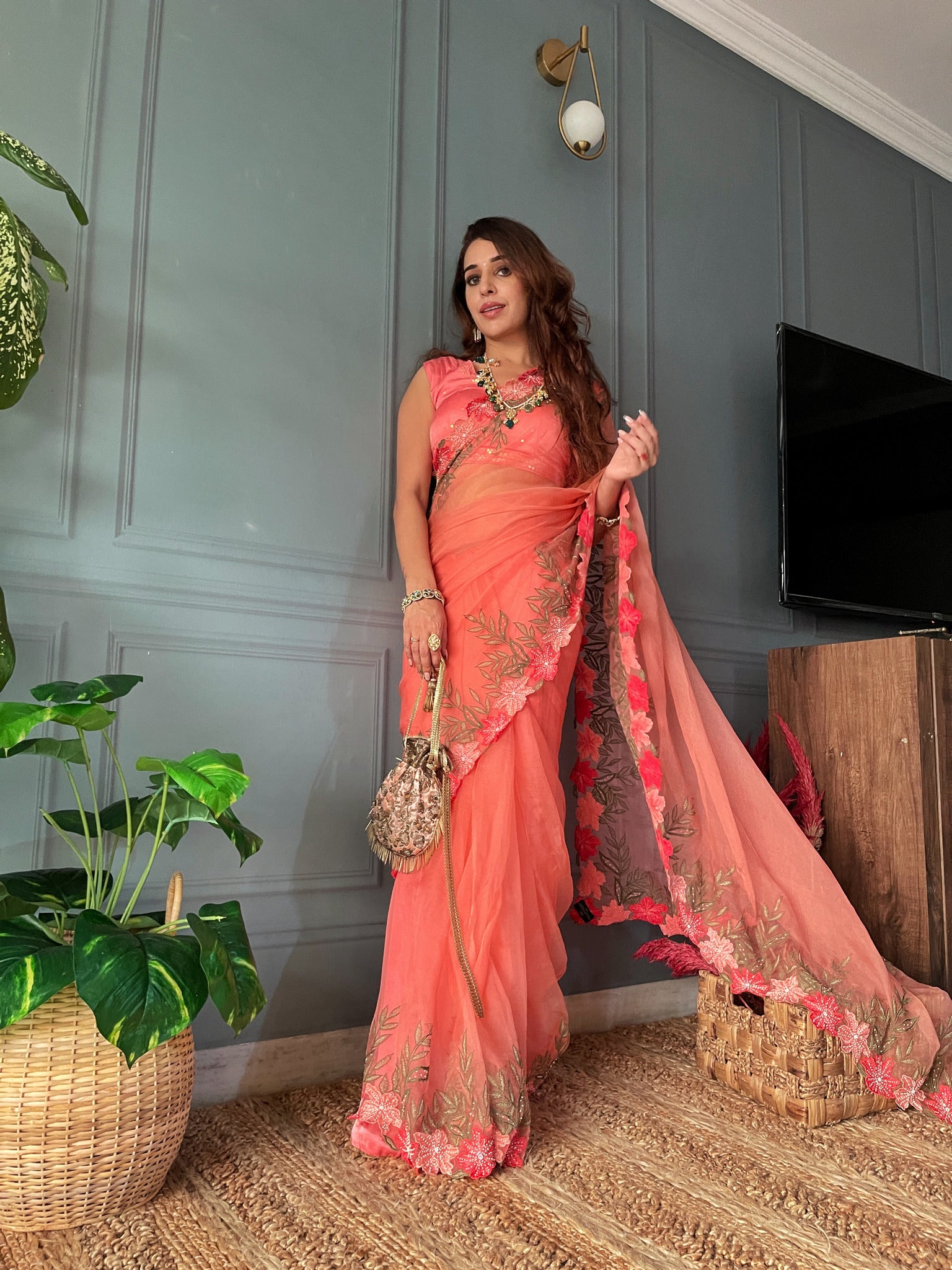 Silk Daries Peach Noori Saree